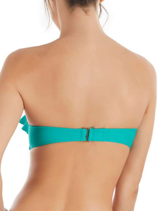 BA116SE Bandeau swimming costume top with ruffles Basica Selmark Mare Green face