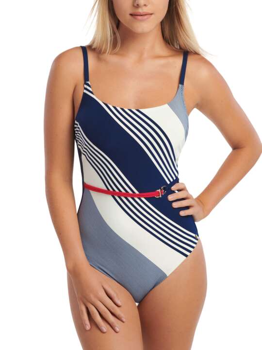 43489LI One-piece underwired swimming costume Quinby Lisca Blue face