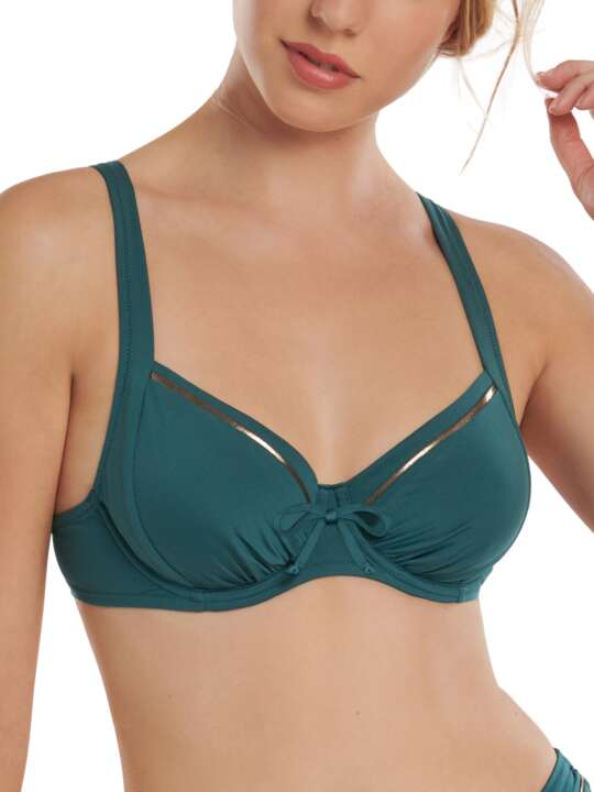 40649LI Underwired swimming costume top Umbria cups C to E Lisca Green face
