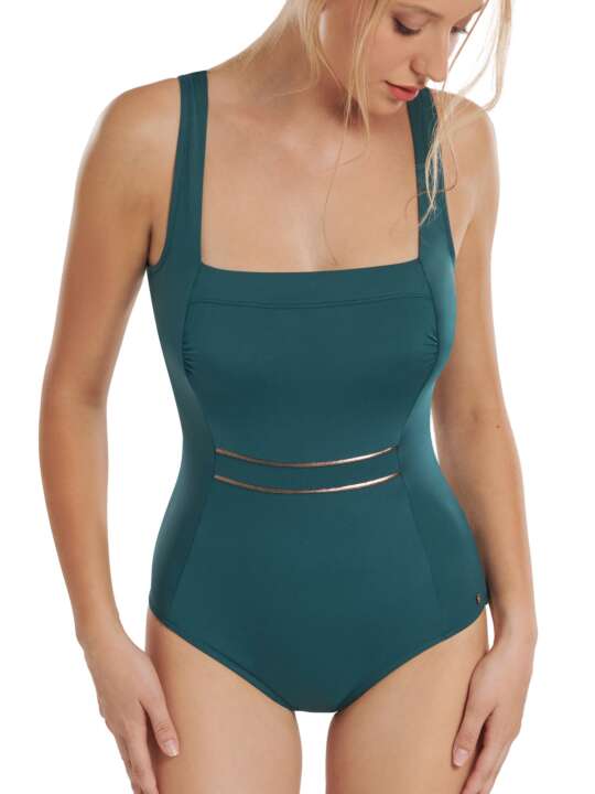 43497LI One-piece shapewear swimming costume without underwire Umbria Lisca Green face