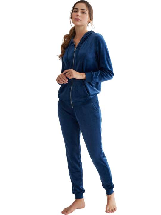 P7176SE Tenue détente et intérieur pyjama pantalon sweat capuche Sport Selmark Bleu Marine face