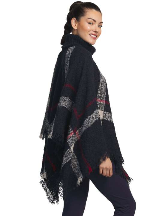 PC084SE Turtleneck poncho Complementos Romantica Selmark Navy Blue face