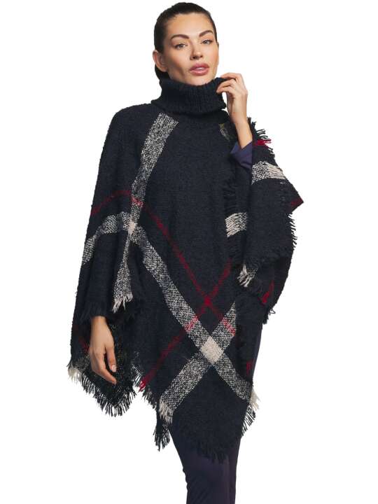 PC084SE Turtleneck poncho Complementos Romantica Selmark Navy Blue face