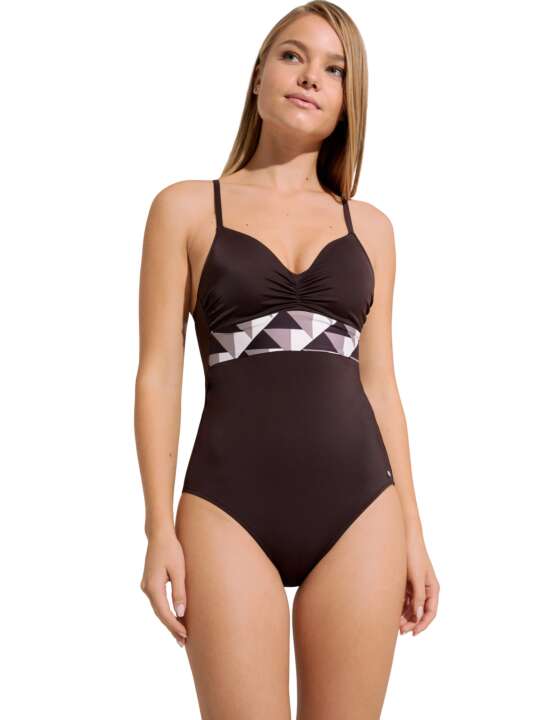43528LI Underwired one-piece swimming costume Toulouse Lisca Brown face