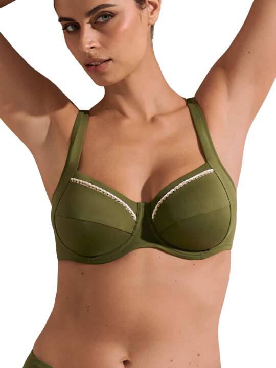 40717LI Underwired multi-way swimming costume top Union Island cups F to G Lisca Green face