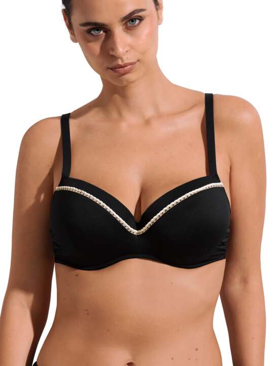 40719LI Haut maillot de bain préformé multipositions Union Island bonnets F à G Lisca Noir face