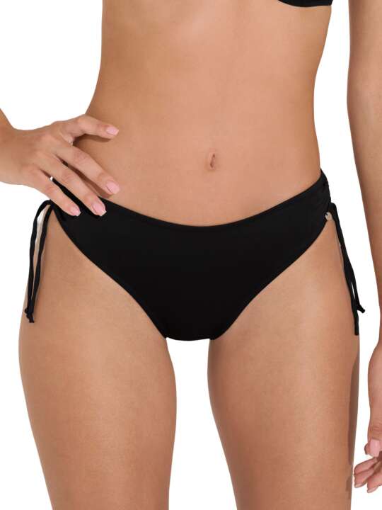 41635LI High waist swimming costume briefs with adjustable sides Union Island Lisca Black face