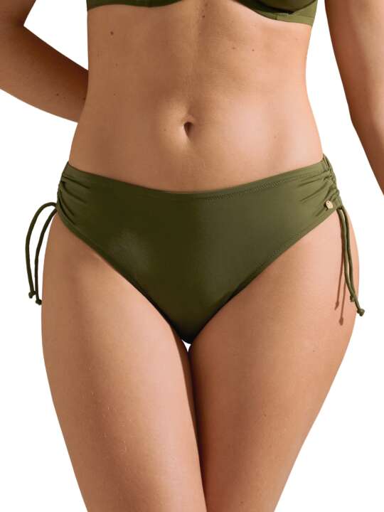 41635LI High waist swimming costume briefs with adjustable sides Union Island Lisca Green face