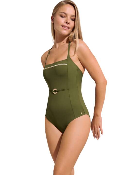 43522LI Shapewear one-piece swimming costume with multi-position underwire Union Island Lisca Green face