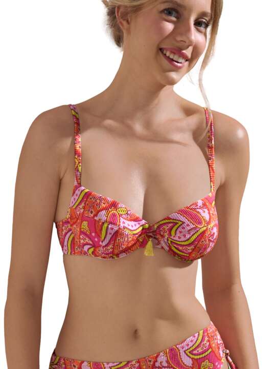 40711LI Underwired swimming costume top Kavala Lisca Cheek Coral face