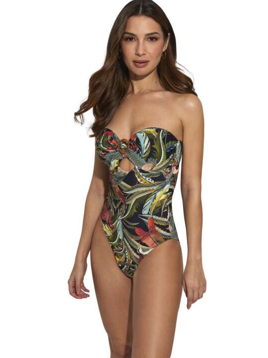 BL156SE Strapless one-piece swimming costume Galapagos Selmark Mare Black face