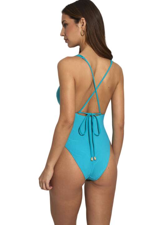 BK857SE Preformed one-piece triangle swimming costume Barbados Selmark Mare Turquoise face