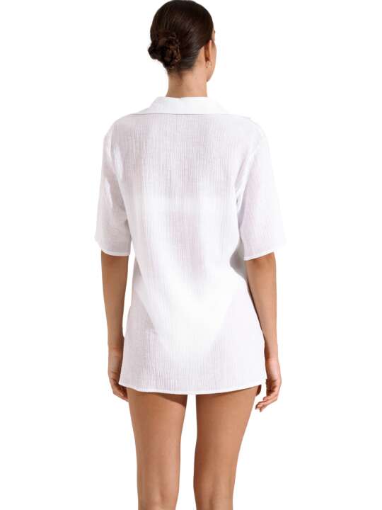 49549LI Tunique chemise estivale manches courtes Normandie Lisca Blanc face