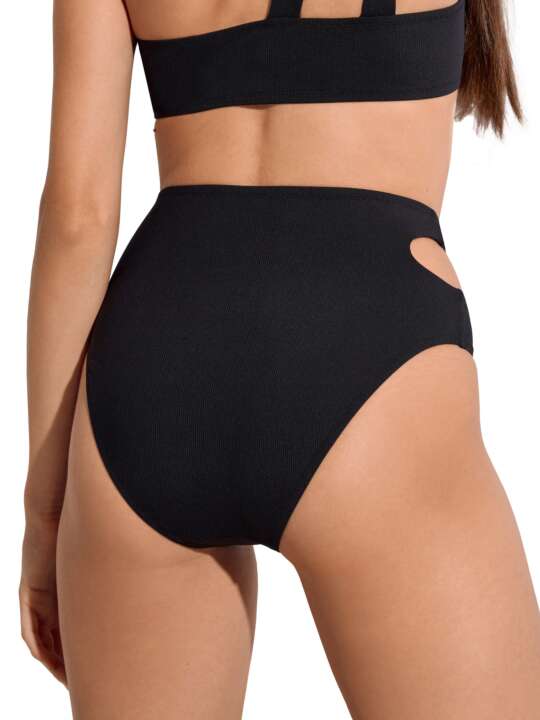 41659LI High-waisted asymmetrical swimwear briefs Normandie Lisca Black face