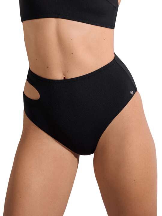 41659LI High-waisted asymmetrical swimwear briefs Normandie Lisca Black face