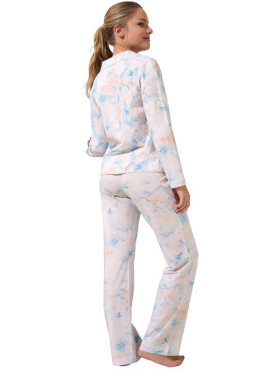 23428LI Pyjama pantalon chemise manches longues Olena Lisca Bleu face