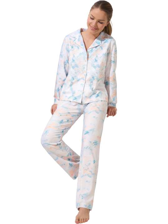 23428LI Pyjama pantalon chemise manches longues Olena Lisca Bleu face