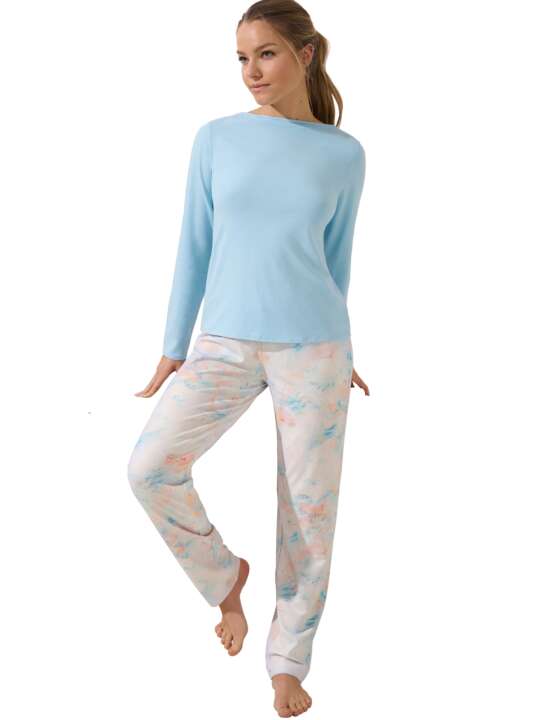 23429LI Pyjama pantalon top manches longues Olena Lisca Bleu face