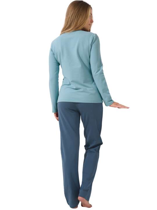 63479LI Pyjama trousers large top long sleeves Delightful Lisca Cheek Blue face
