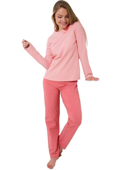 63479LI Pyjama pantalon large top manches longues Delightful Lisca Cheek Rose face