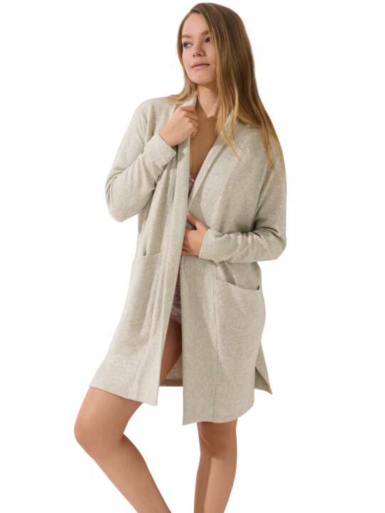 86362LI Cardigan veste d'intérieur détente Olivette Lisca Beige face