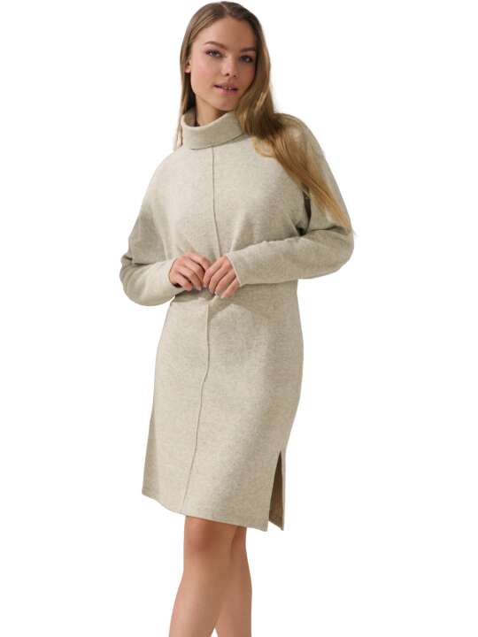 86363LI Long-sleeved high neck lounge dress Olivette Lisca Beige face