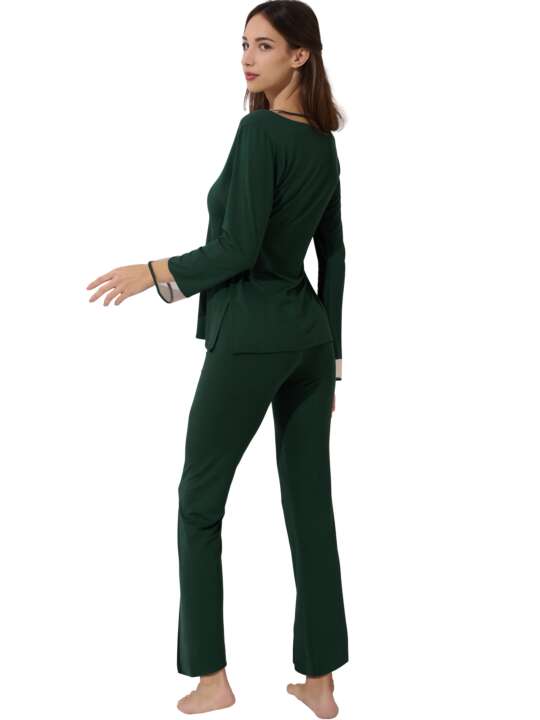 23424LI Pyjama pantalon top manches longues Gloriosa Lisca Vert face