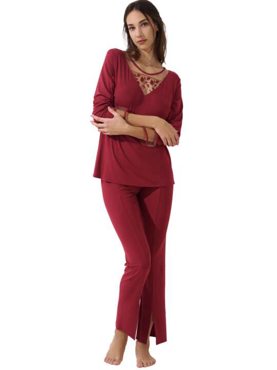 23424LI Pyjamas trousers top long sleeves Gloriosa Lisca Red face