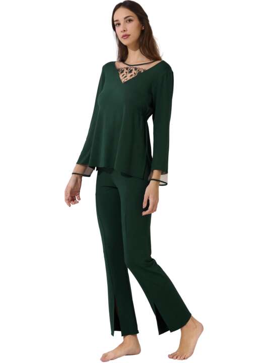 23424LI Pyjamas trousers top long sleeves Gloriosa Lisca Green face