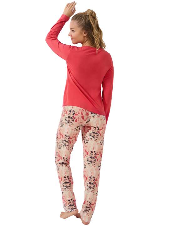 23440LI Pyjama pantalon large top manches longues Ocean Lisca Corail face