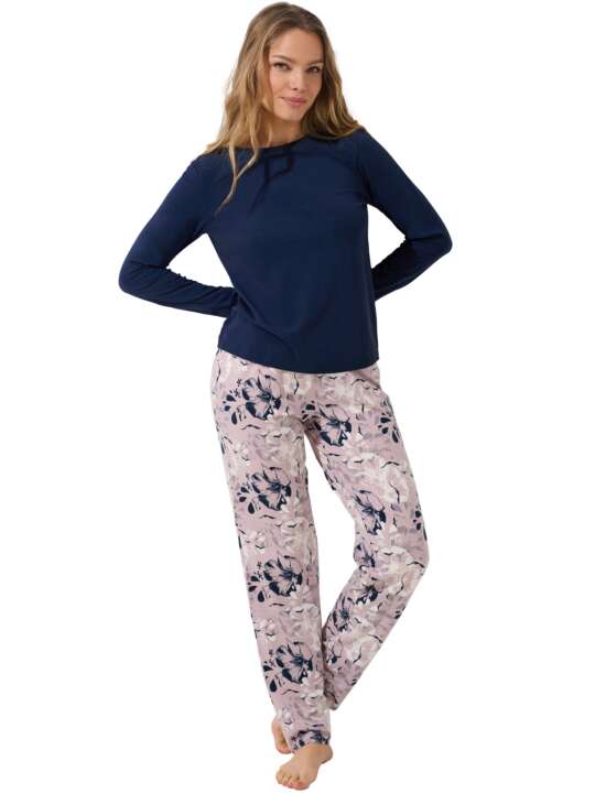 23440LI Pyjama trousers large top long sleeves Ocean Lisca Blue face