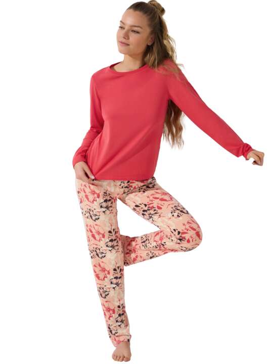 23440LI Pyjama trousers large top long sleeves Ocean Lisca Coral face