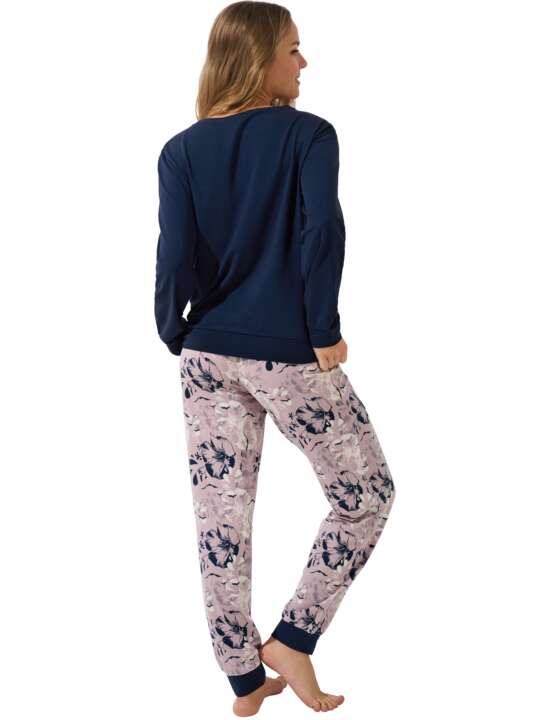 23441LI Pyjamas trousers top long sleeves Ocean Lisca Blue face