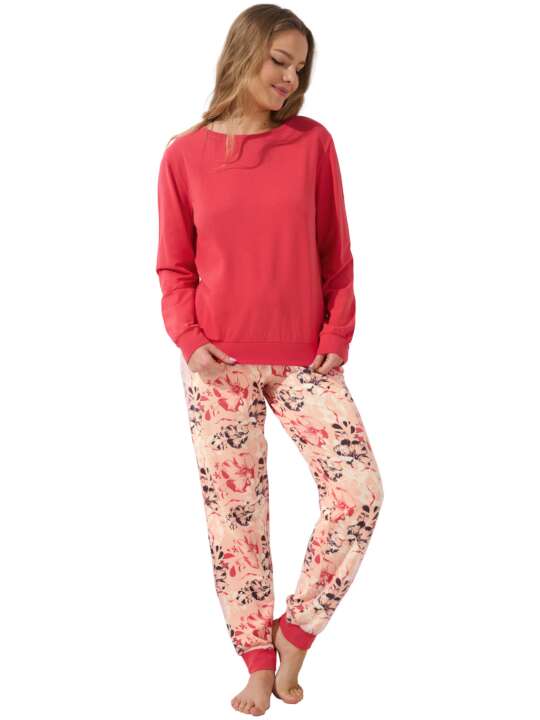 23441LI Pyjamas trousers top long sleeves Ocean Lisca Coral face