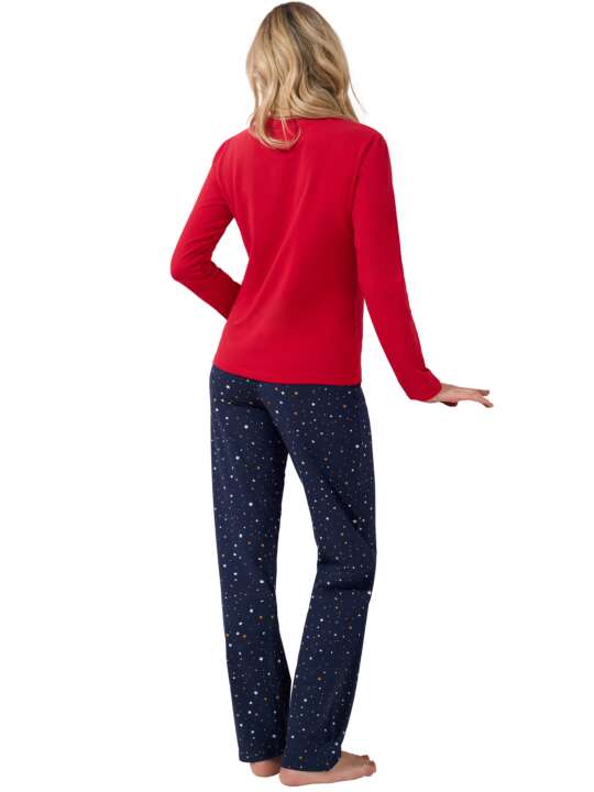 63482LI Pyjamas trousers top long sleeves Twinkle Star Lisca Cheek Red face