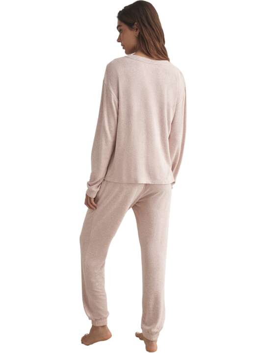 P8273SE Relaxing pyjamas trousers top long sleeves BASIC P82 Selmark Pink face