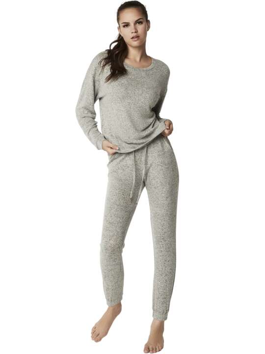 P8273SE Relaxing pyjamas trousers top long sleeves BASIC P82 Selmark Grey face