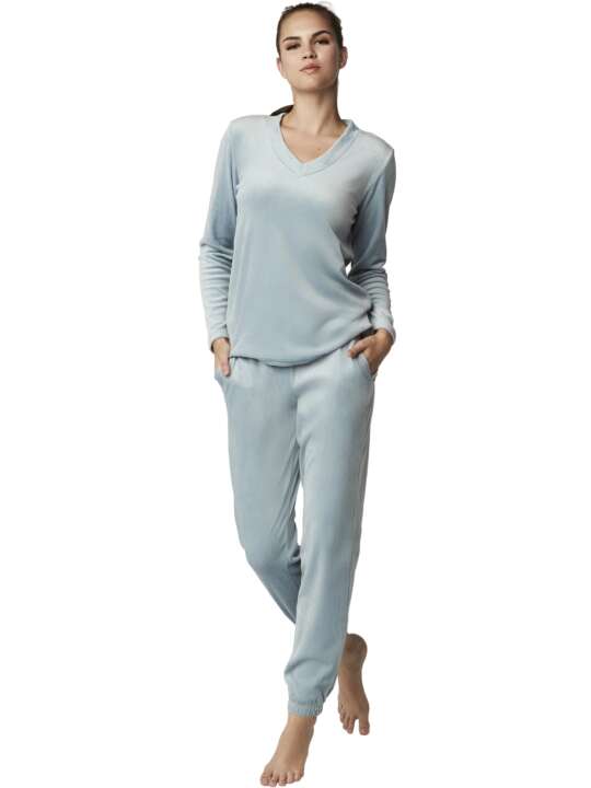 P8373SE Pyjamas trousers top long sleeves POLARSOFT Selmark Blue face