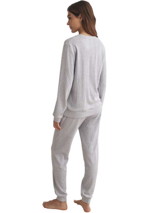 P8673SE Pyjamas trousers top long sleeves TEXTURAS Selmark Grey face