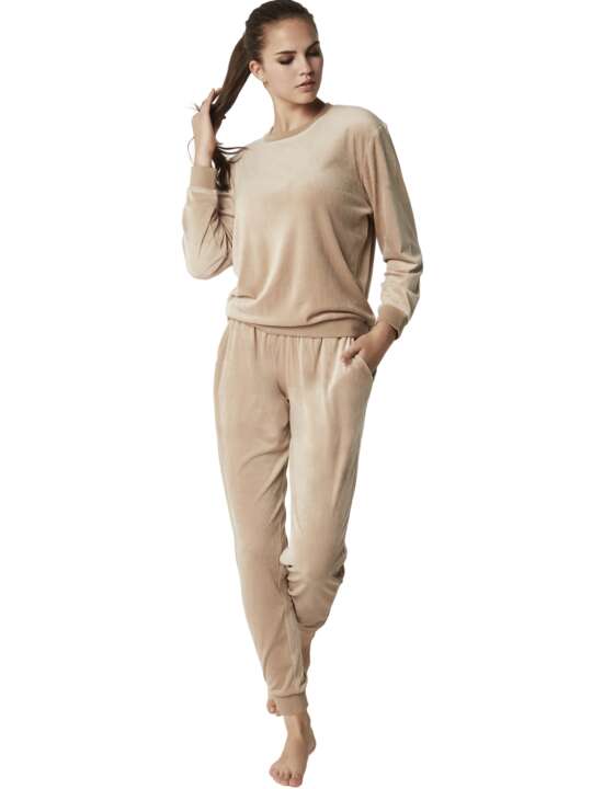 P9073SE Tenue détente et intérieur ens pyjama top SPORTP90 Selmark Taupe face