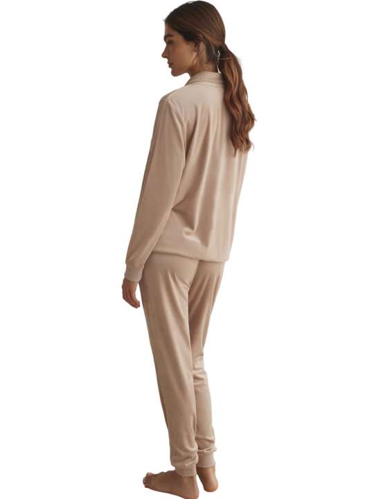 P9074SE Loungewear and pyjamas trousers jacket with zip SPORTP90 Selmark Taupe face