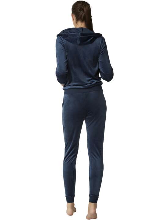 P9076SE Relaxing pyjamas trousers jacket with zip hood SPORTP90 Selmark Blue face