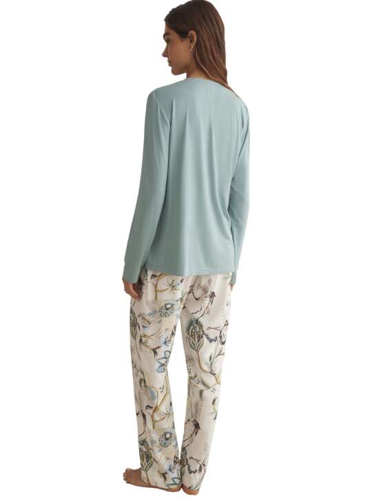 P9673SE Pyjamas trousers top long sleeves PAJAROS Selmark Green face