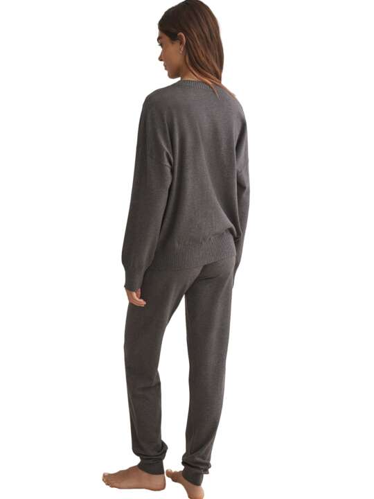 P9873SE Tenue détente et intérieur pyjama pantalon top col rond TRICOTP98 Selmark Gris face