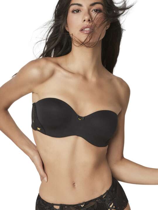 61116SE Underwired preformed bandeau bra FEDERICA Selmark Black face