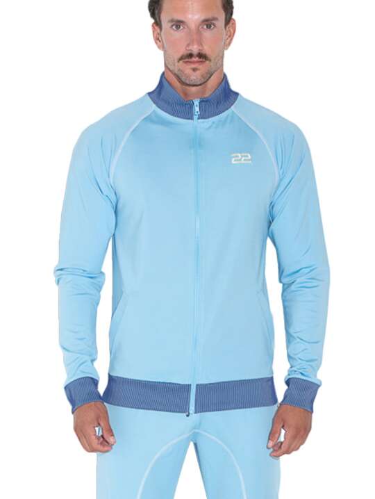 9740COD Sweatshirt veste zippée col montant Reflex Code22 Bleu face