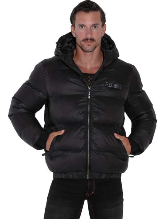 9934COD Veste doudoune à capuche Puffer Code22 Noir face