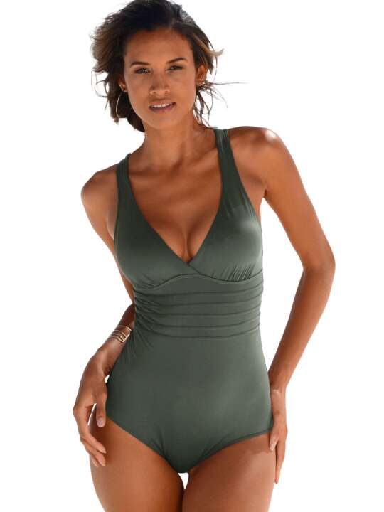 SLI146L Maillot de bain 1 pièce Cross Lascana Khaki face