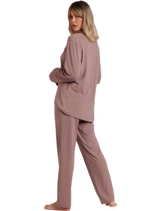 62617AD Pyjama pantalon chemise Soft Sleep Admas Marron face