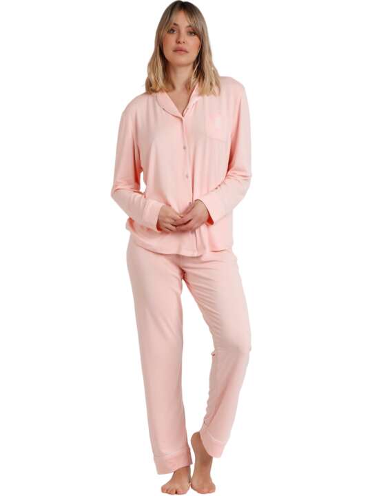 62617AD Pyjama pantalon chemise Soft Sleep Admas Corail face